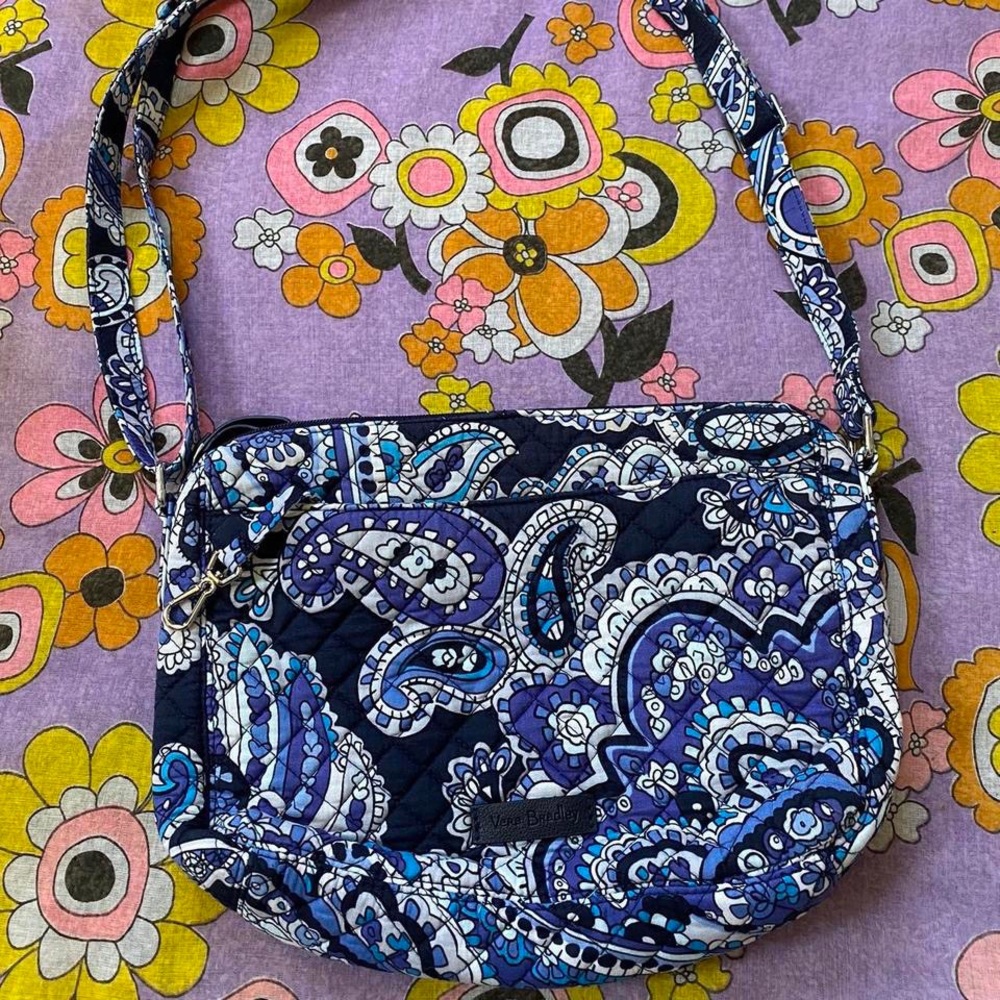 Vintage Vera Bradley Purse Blue White Paisley
